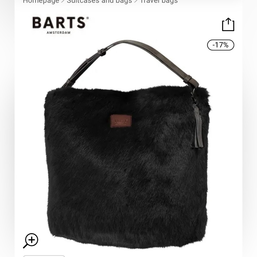 BARTS Salween Shoulderbag in black faux fur with imitation leather details.